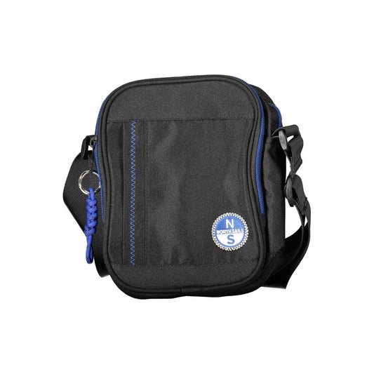 North Sails black polyester men's shoulder bag with adjustable strap, multiple compartments, and contrasting details.