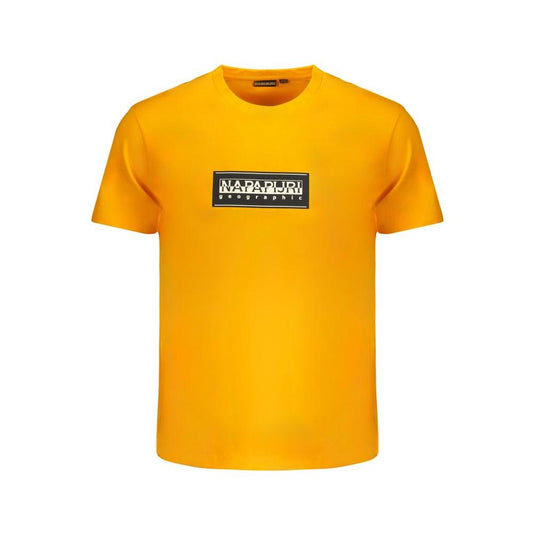 Napapijri orange cotton T-shirt, relaxed fit, short sleeves, crew neck with logo print, 100% organic cotton.