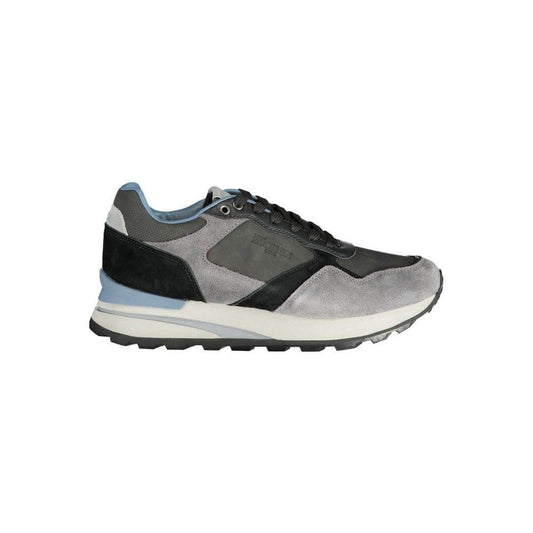 Blauer gray polyethylene men's sneaker with laces, contrasting details, and removable footbed; iconic Blauer logo visible.
