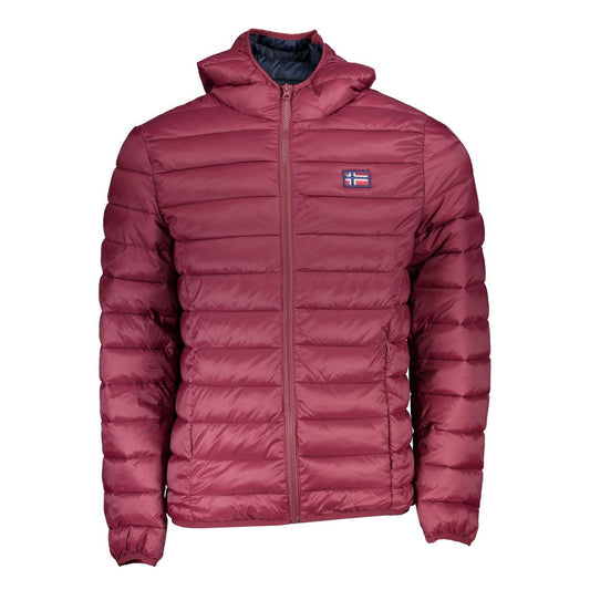 Norway 1963 pink hooded jacket with applique, zip closure, multiple pockets, and logo. Stylish long sleeve design offers warmth and comfort.