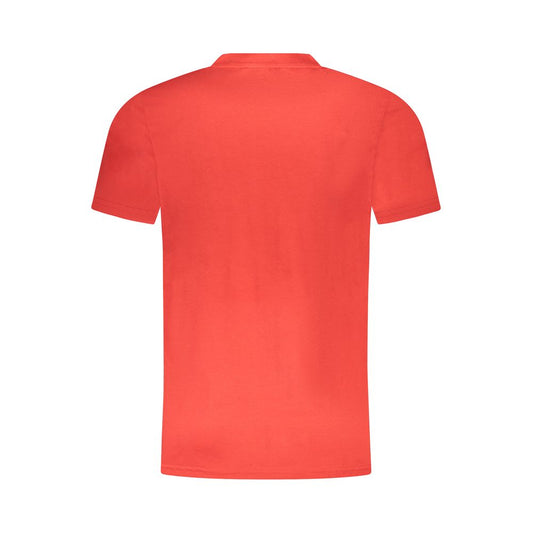 Cavalli Class red cotton men's T-shirt showcasing the back, highlighting bold color and premium quality fabric, perfect for a modern look.