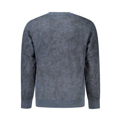 Hugo Boss Blue Cotton Men Sweater back view with luxury design and embroidery, showcasing premium quality in a timeless blue tone.