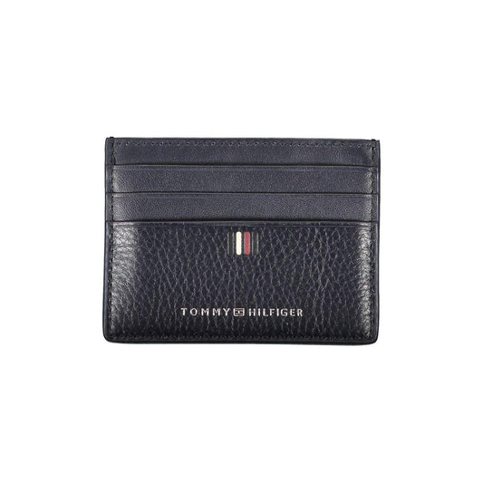 Tommy Hilfiger sleek blue leather card holder with contrast details and logo, featuring premium craftsmanship and multiple card slots.