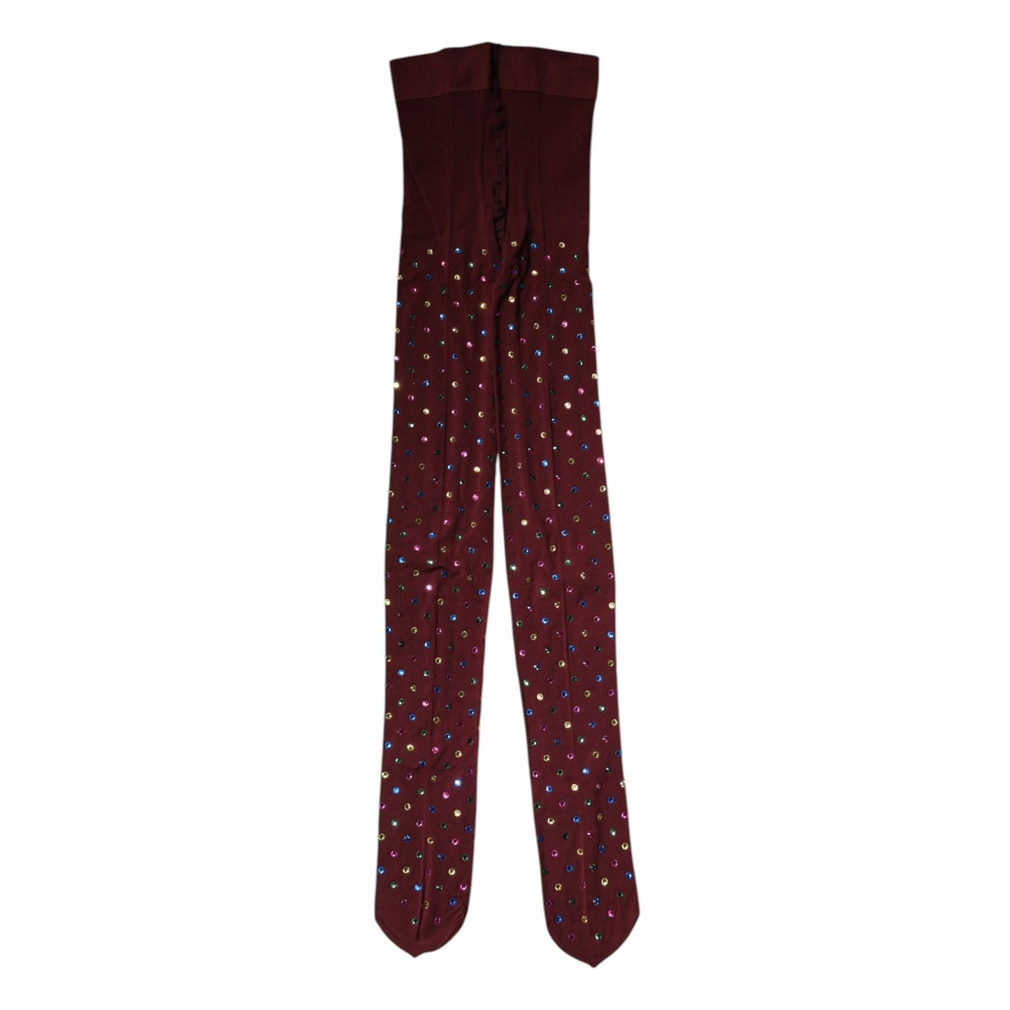 Dolce & Gabbana Maroon Nylon Crystal Embellished Pantyhose Tights