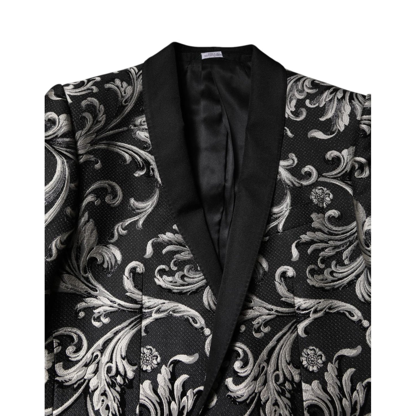 Dolce & Gabbana Black Gray MARTINI Jacquard Men 3 Piece Suit