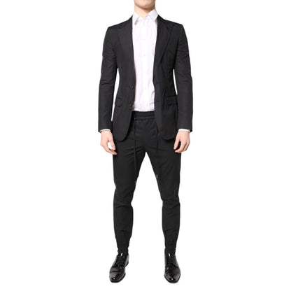 Dolce & Gabbana Black Cotton TAORMINA Formal 2 Piece Suit