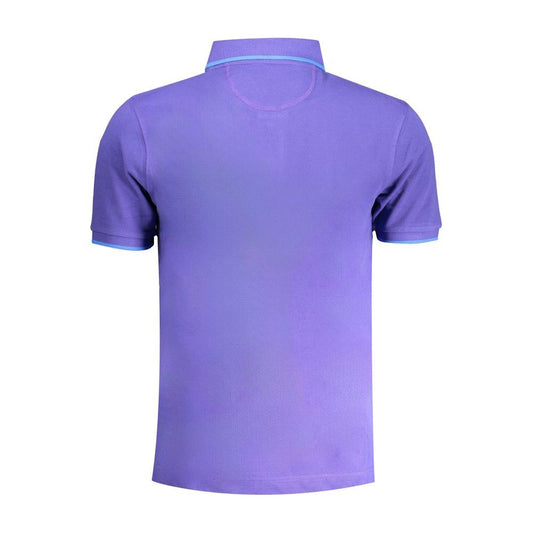 Purple cotton polo shirt with short sleeves, regular fit, 2 buttons, contrast details, embroidery, and logo by La Martina.