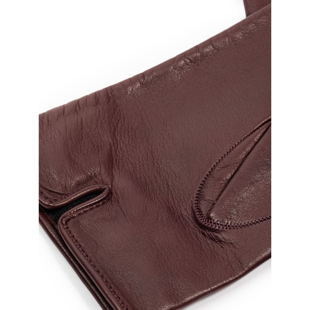 Dolce & Gabbana Burgundy Leather Gloves