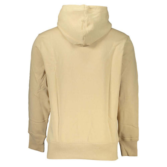 Calvin Klein Beige Brushed Cotton Hooded Sweatshirt, back view, featuring soft fabric and sleek design for casual wear.
