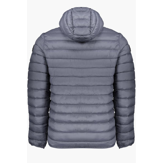 Armata Di Mare gray polyamide men's jacket with hood, featuring sleek design and ample storage, perfect for urban adventures.