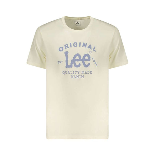 Lee beige cotton men’s T-shirt with oversized logo, short sleeves, crafted from 100% cotton, modern classic style, regular fit.