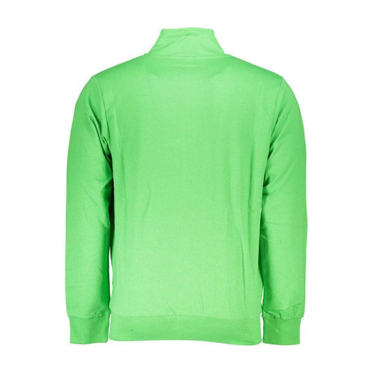 U.S. Grand Polo green cotton men's sweater, high collar design, back view