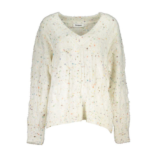 Desigual Chic Contrast V-Neck Sweater with Logo Detail DE-24884-M