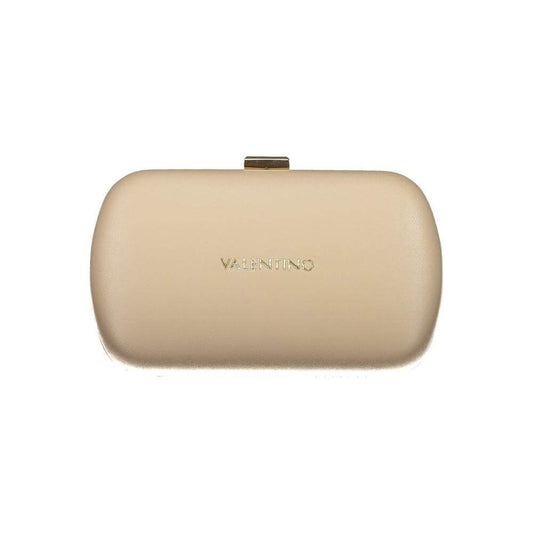 Valentino Bags beige polyethylene women handbag with logo, featuring removable chain strap and secure snap closure for versatile use.