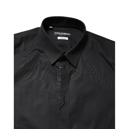 Dolce & Gabbana Black GOLD Cotton Long Sleeves Dress Shirt