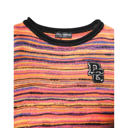 Dolce & Gabbana Multicolor Wool DGLogo Knit Pullover Sweater