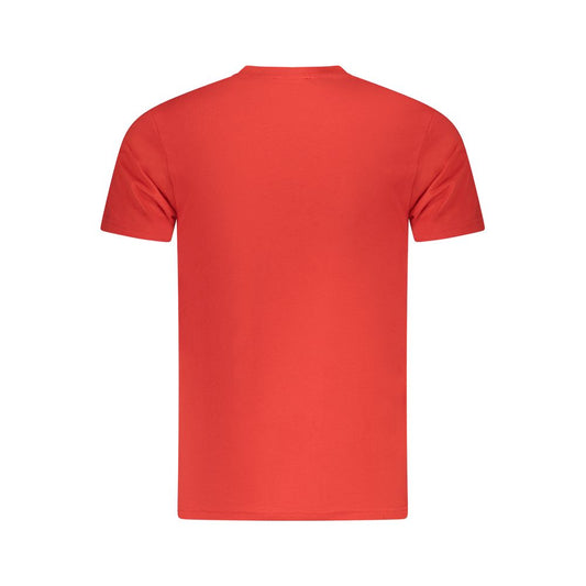 Cavalli Class red cotton men's T-shirt with short sleeves and crew neck, showcasing bold fashion and iconic style.