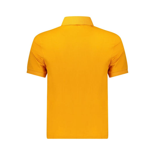 Back view of K-WAY Orange Cotton Men Polo Shirt with short sleeves and classic collar.