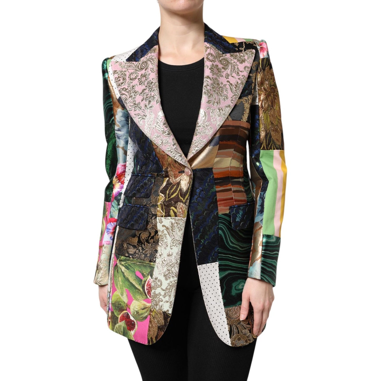 Dolce & Gabbana Multicolor Floral Patchwork Jacquard Jacket