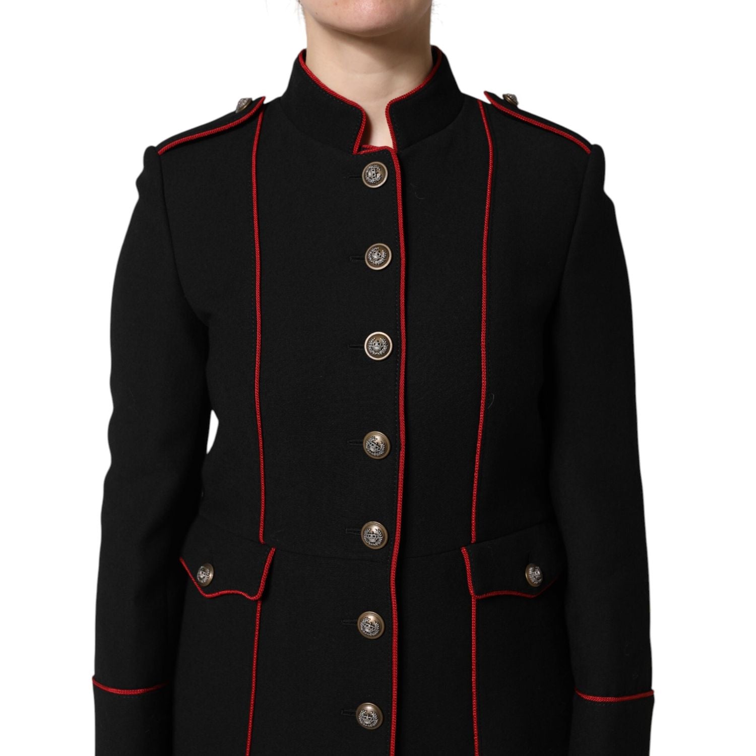 Dolce & Gabbana Black Wool Single Breasted Trench Coat Jacket
