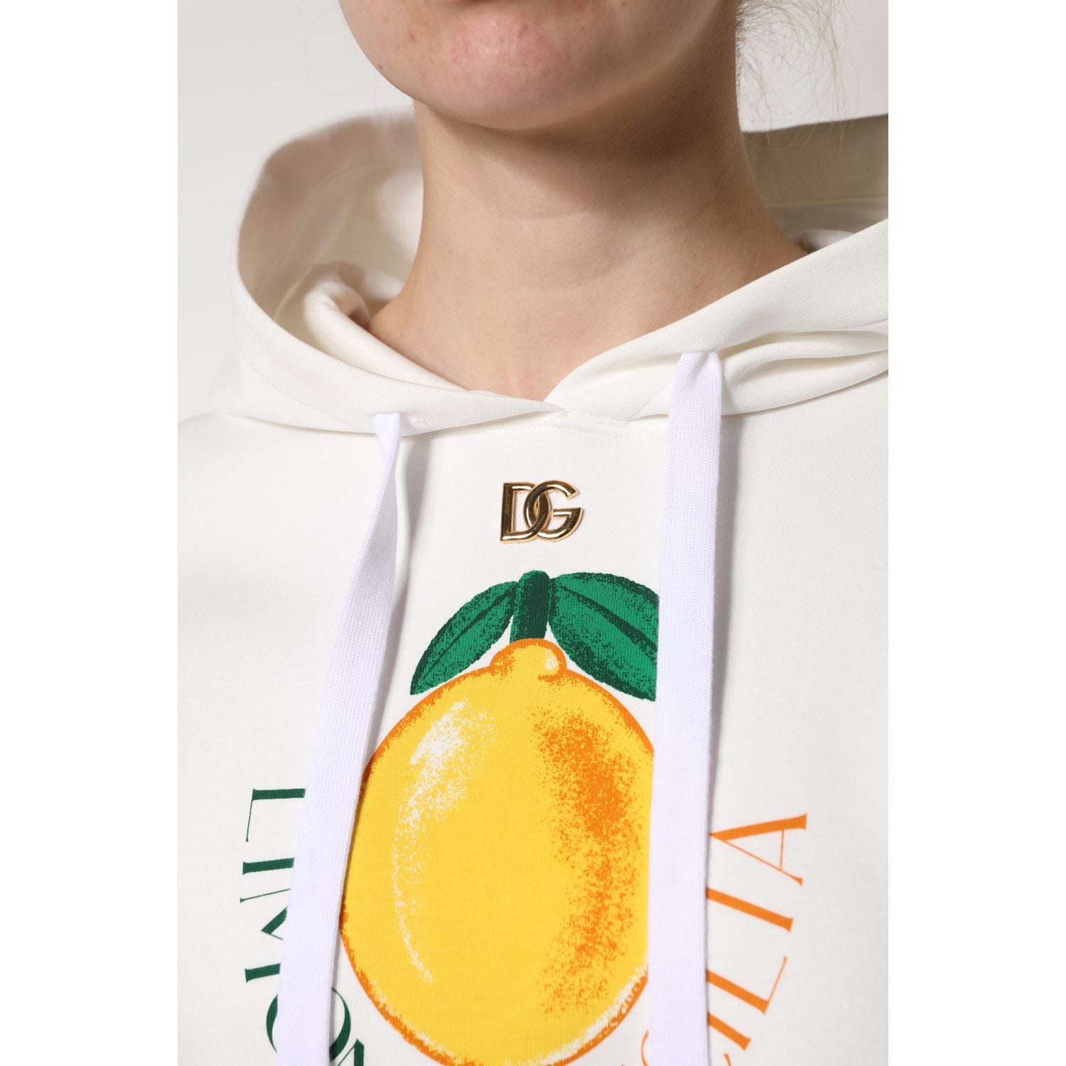 Dolce & Gabbana Ivory Cotton Printed Hooded Pullover Sweater