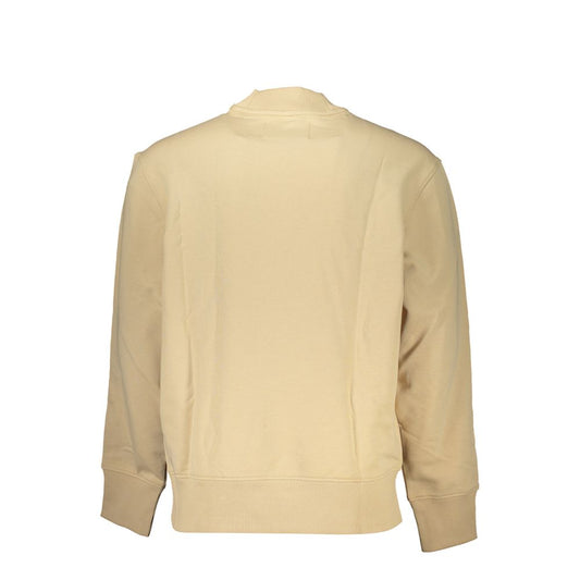 Back view of Calvin Klein Beige Crew Neck Sweatshirt showcasing minimalist design and eco-friendly cotton fabric.