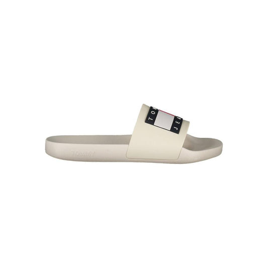 Tommy Hilfiger beige polyethylene men's sandal with logo, ideal for casual wear and luxury style.
