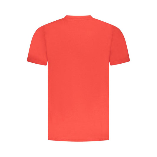 Back view of Cavalli Class Red Cotton Men's T-Shirt with short sleeves and crew neck.