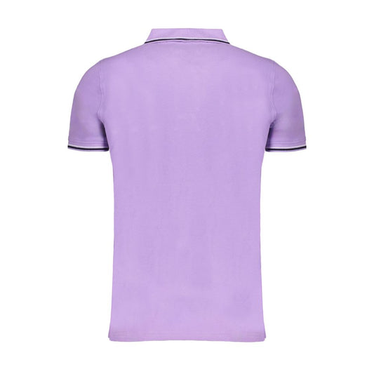 Back view of Norway 1963 purple cotton polo shirt with short sleeves, three buttons, contrast details, logo application.