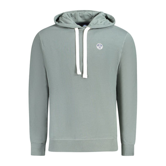 North Sails green hooded men's sweatshirt in 100% brushed cotton with logo, combines comfort and style.