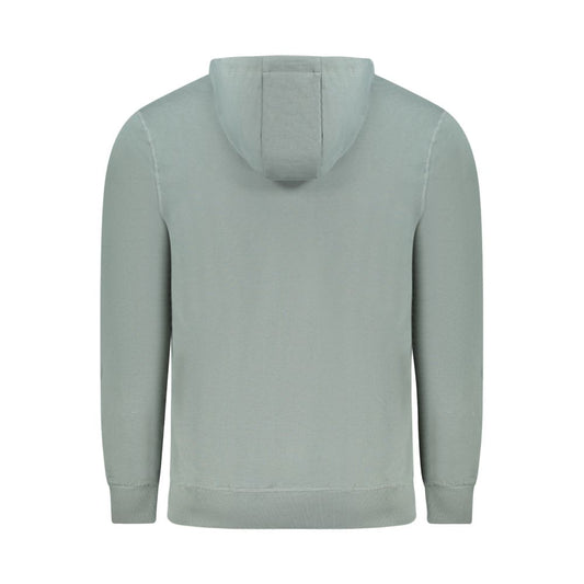 Rear view of North Sails green cotton men’s hooded sweatshirt, long sleeves, cozy brushed fabric, perfect for adventurous style.