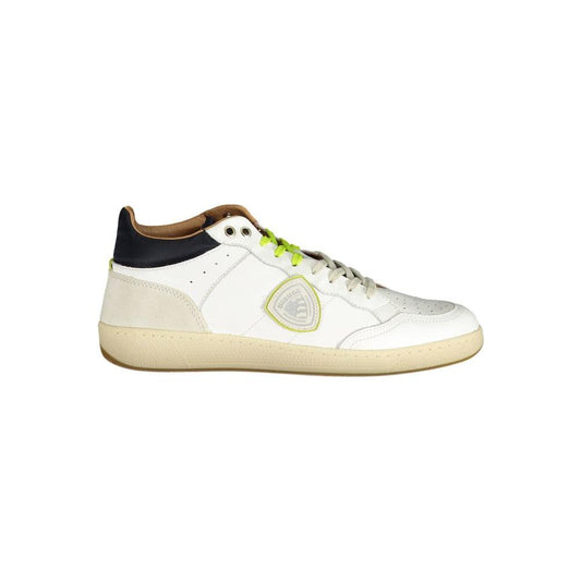 Blauer white leather men's sneaker with contrasting details and logo, offering urban style and comfort for the modern man.