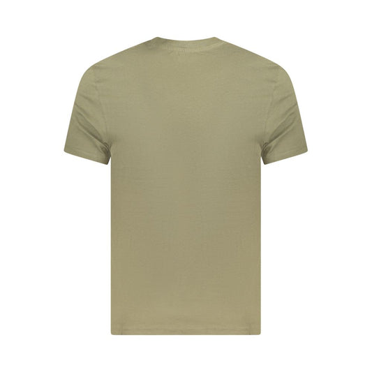 Back view of Timberland Green Cotton Men T-Shirt, featuring short sleeves and crew neck, made from organic cotton for eco-conscious comfort.