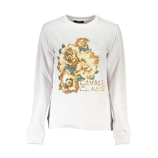 Cavalli Class White Cotton Sweater CA-26712-XXL-FBB-363