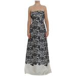 Dolce & Gabbana White Floral Lace Silk Corset Maxi Dress