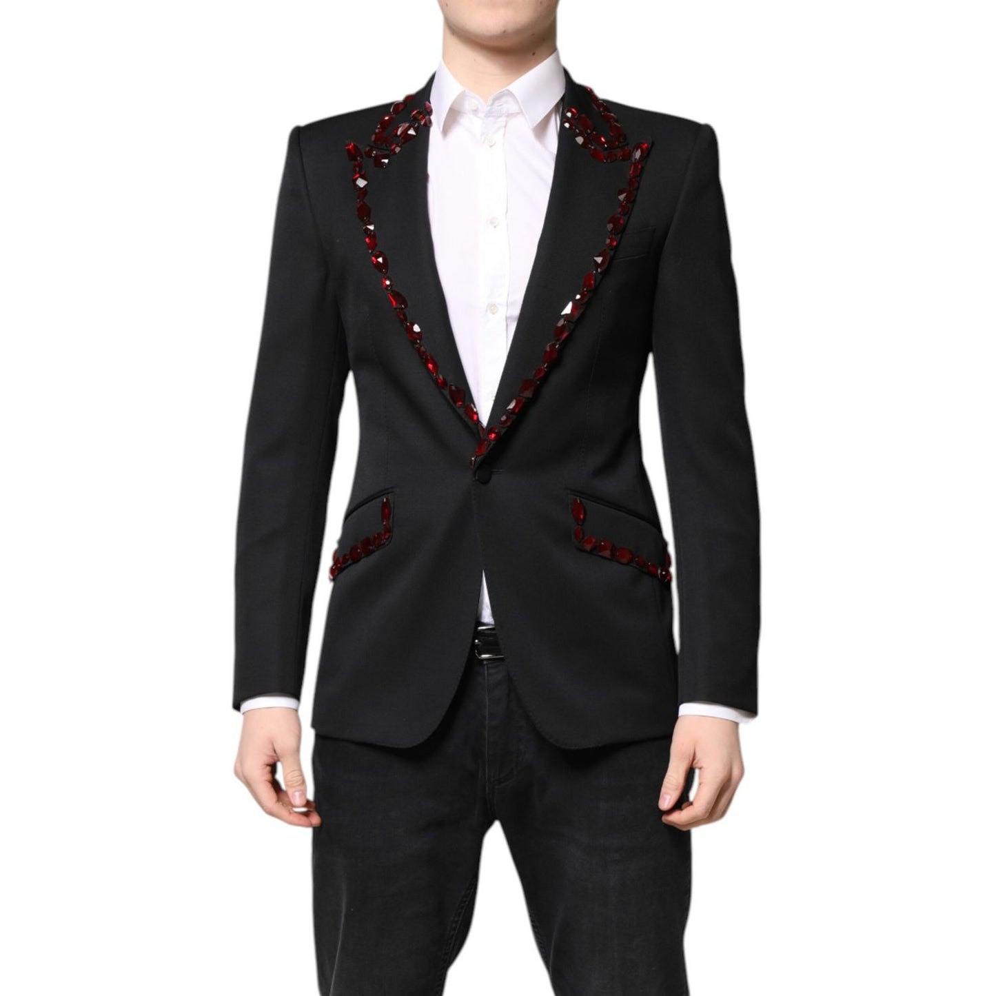 Dolce & Gabbana Black SICILIA CrystalEmbellished Coat Blazer