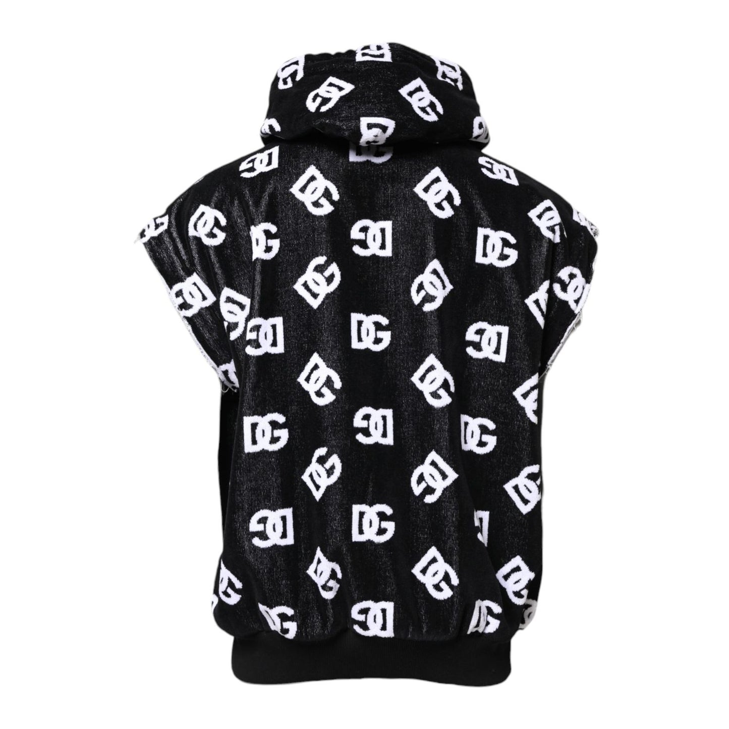Dolce & Gabbana Black DG Cotton Hooded Sleeveless Sweater