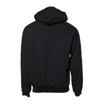 Dolce & Gabbana Black Cotton Logo Hooded Sweatshirt Sweater