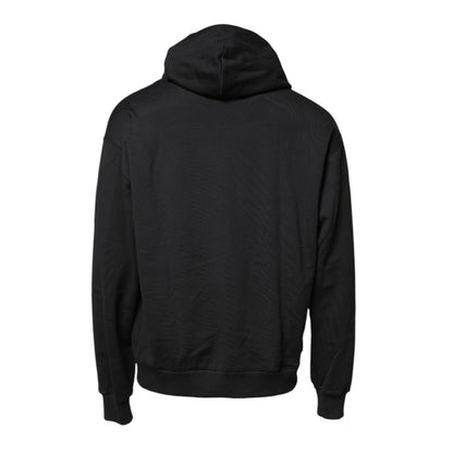 Dolce & Gabbana Black Embroidery Hooded Sweatshirt Sweater