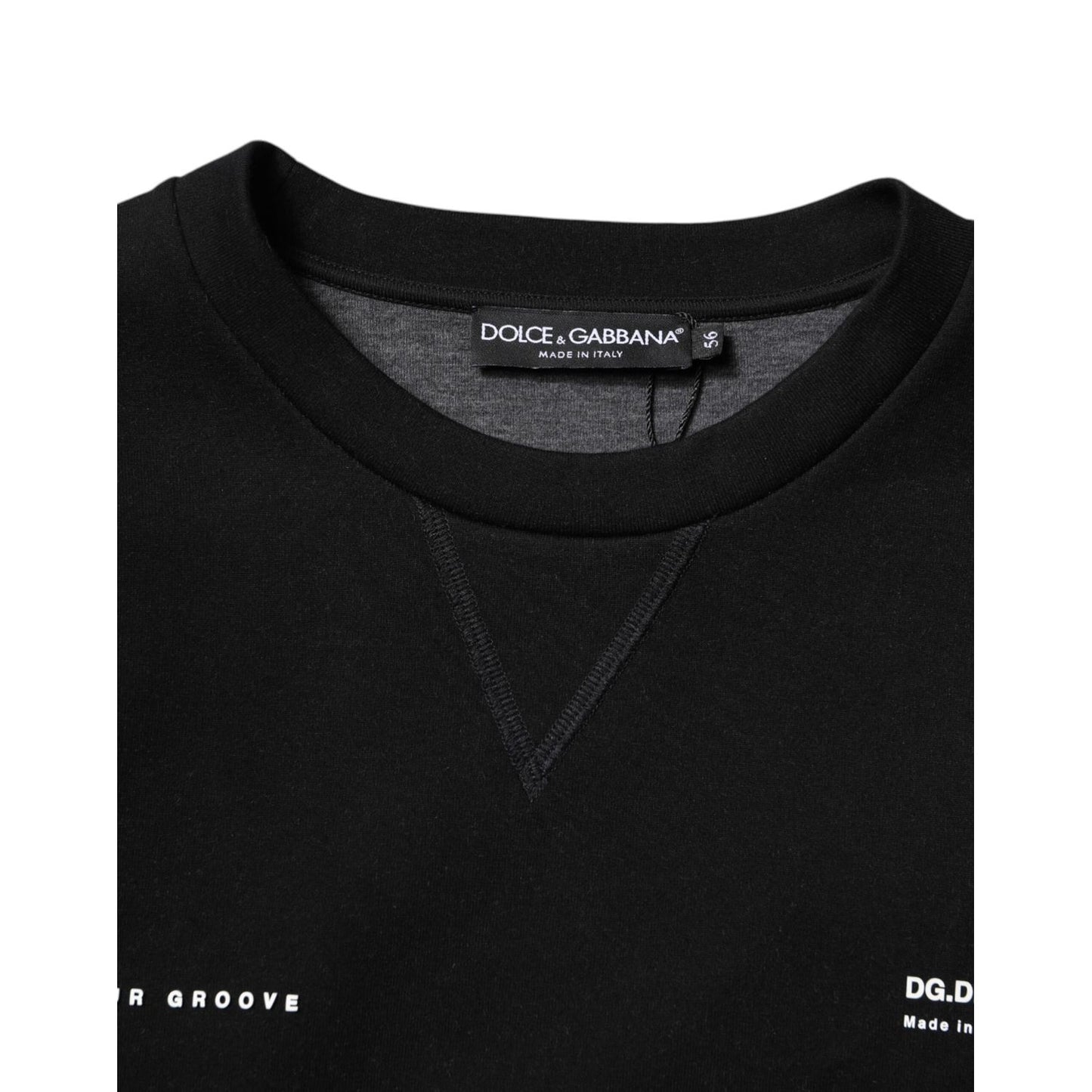 Dolce & Gabbana Black Cotton Logo Knitted Pullover Sweater