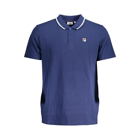 Fila Classic Blue Cotton Polo with Contrast Details FI-26357-S