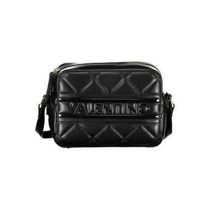 Mario Valentino Black Polyethylene Women Handbag with adjustable strap and zip closure, featuring sleek design and brand embossing.