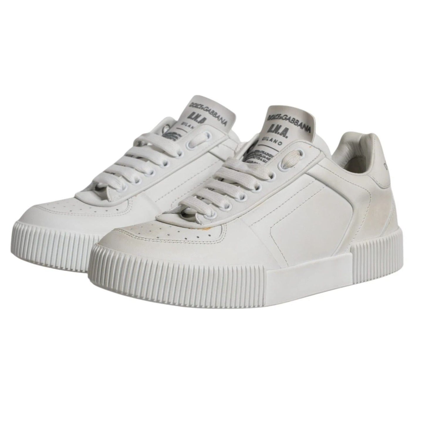 Dolce & Gabbana White Miami Leather Low Top Sneakers Shoes