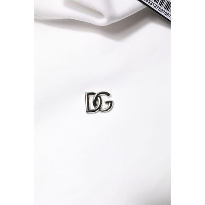 Dolce & Gabbana White Cotton Turtleneck DG Applique T-shirt
