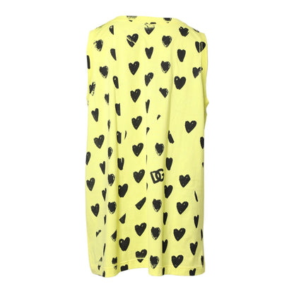 Dolce & Gabbana Yellow Cotton Sleeveless DG Heart T-shirt