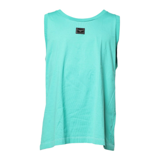 Dolce & Gabbana Green Sleeveless Logo Round Neck T-shirt