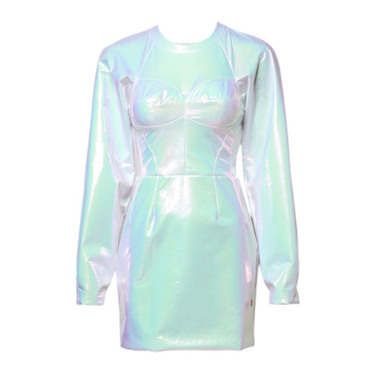 Dolce & Gabbana White Long Sleeves Bodycon Sheath Mini Dress