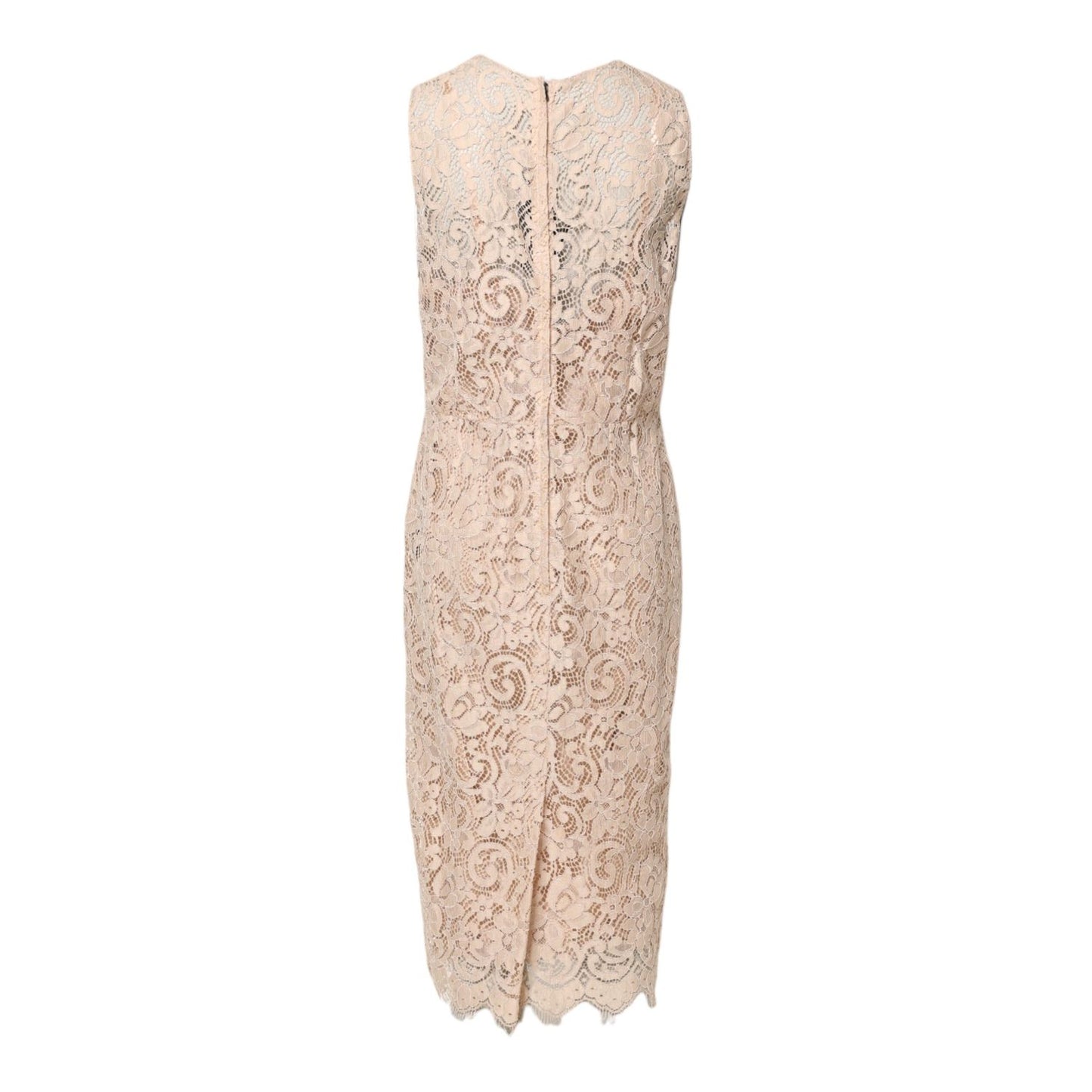 Dolce & Gabbana Beige Floral Lace Sleeveless Sheath Dress