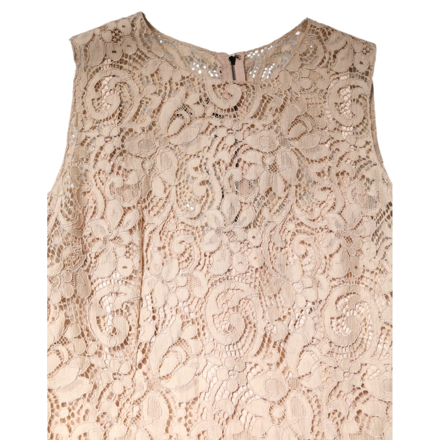 Dolce & Gabbana Beige Floral Lace Sleeveless Sheath Dress