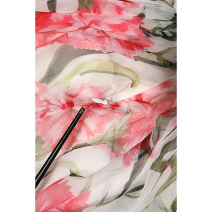 Dolce & Gabbana White Floral Silk Halter A-line Maxi Dress